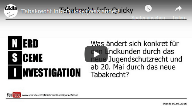 Tabakrecht Info-Quicky - Was ändert sich ab 20. Mai durch TPD bzw. Tabakerzeugnisgesetz?